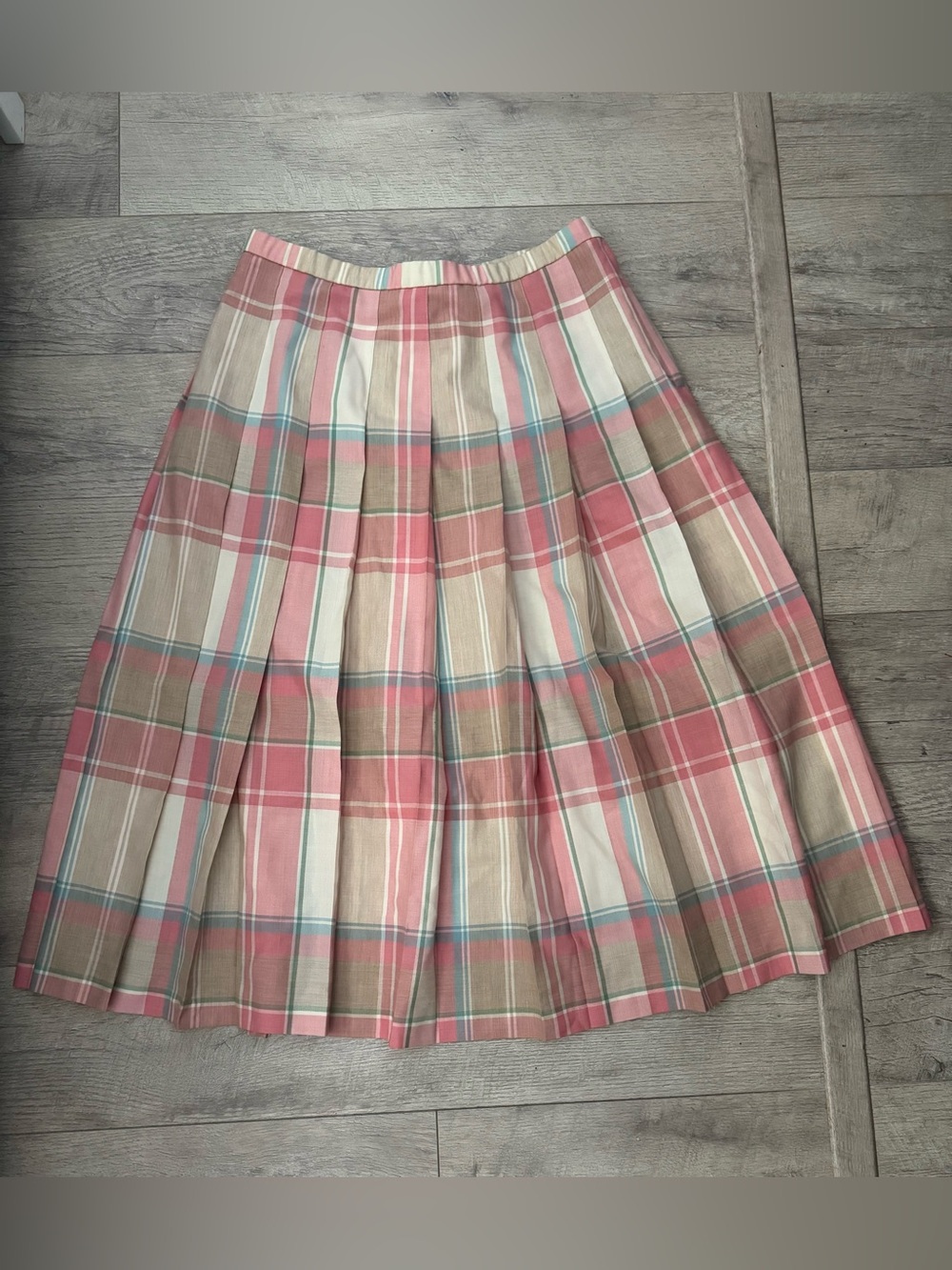 Vintage Pendleton Plaid Tweed Wool Pleated Midi Skirt Size 14